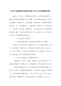2023年县档案馆全面深化改革上半年工作进展情况报告