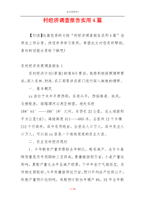 村经济调查报告实用4篇