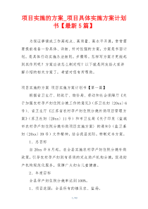 项目实施的方案_项目具体实施方案计划书【最新5篇】
