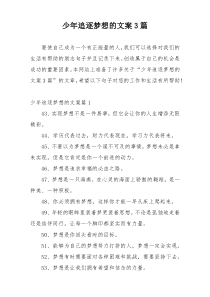 少年追逐梦想的文案3篇