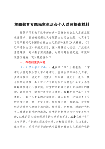 主题教育专题民主生活会个人对照检查材料
