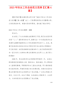 2023年妇女工作总结范文范例【汇集4篇】