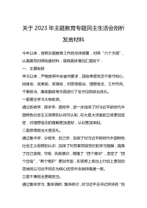 关于2023年主题教育专题民主生活会剖析发言材料-