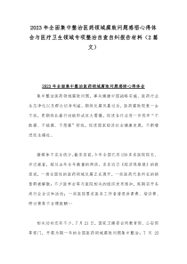 2023年全面集中整治医药领域腐败问题感悟心得体会与医疗卫生领域专项整治自查自纠报告材料（2篇文