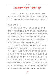 工业园区调研报告（精编3篇）