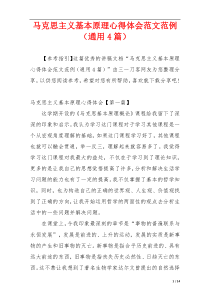 马克思主义基本原理心得体会范文范例（通用4篇）