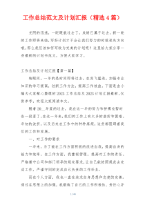 工作总结范文及计划汇报（精选4篇）