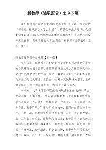 新教师（述职报告）怎么5篇