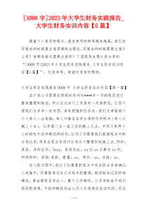[3000字]2023年大学生财务实践报告_大学生财务实训内容【5篇】