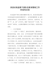 某县纪检监察干部队伍教育整顿工作阶段性总结