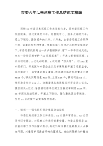 市委六年以来巡察工作总结范文精编