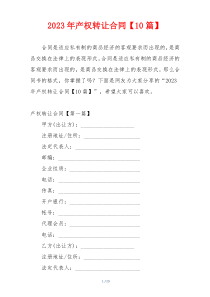 2023年产权转让合同【10篇】
