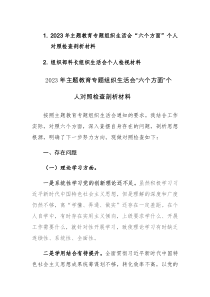 2023年主题教育专题组织生活会“六个方面”个人对照检查剖析材料范文参考