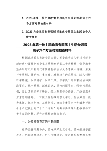 2023年第一批主题教育专题民主生活会领导班子六个方面对照检查材料文稿
