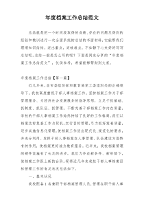 年度档案工作总结范文