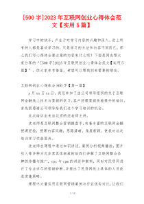 [500字]2023年互联网创业心得体会范文【实用5篇】