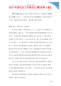 2023年团代会工作报告汇报【范例4篇】