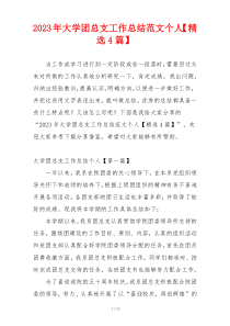 2023年大学团总支工作总结范文个人【精选4篇】