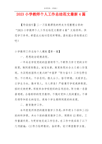 2023小学教师个人工作总结范文最新4篇