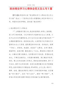 政治理论学习心得体会范文怎么写5篇