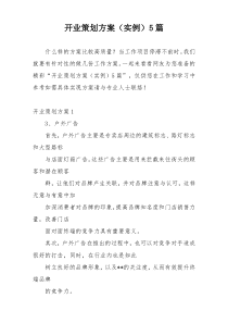 开业策划方案（实例）5篇