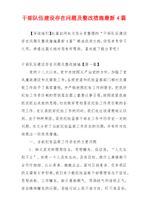 干部队伍建设存在问题及整改措施最新4篇