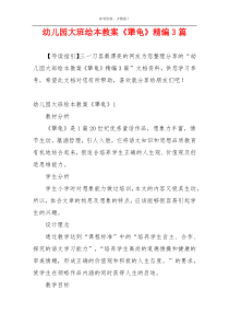 幼儿园大班绘本教案《犟龟》精编3篇