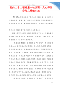 党的二十大精神集中轮训班个人心得体会范文精编5篇