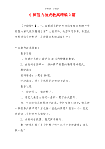 中班智力游戏教案精编2篇