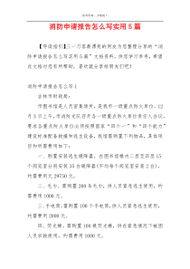 消防申请报告怎么写实用5篇
