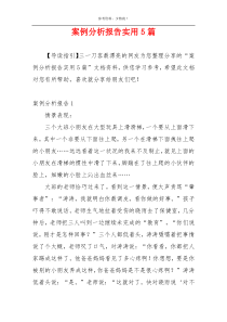 案例分析报告实用5篇