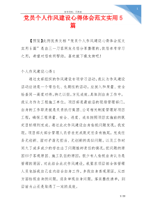 党员个人作风建设心得体会范文实用5篇