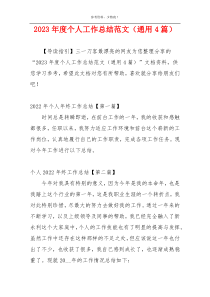 2023年度个人工作总结范文（通用4篇）