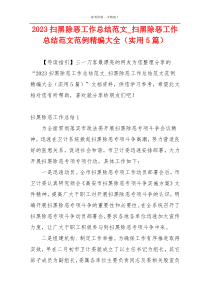 2023扫黑除恶工作总结范文_扫黑除恶工作总结范文范例精编大全（实用5篇）