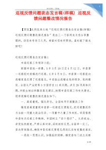 巡视反馈问题表态发言稿(样稿) 巡视反馈问题整改情况报告