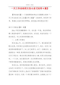 一天工作总结范文怎么说【实用4篇】