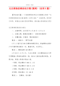 元旦商场促销活动方案(案例)（实用5篇）