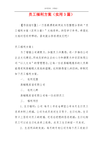 员工福利方案（实用3篇）