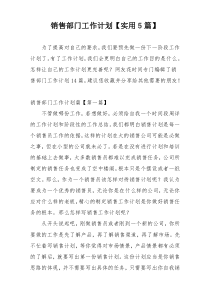 销售部门工作计划【实用5篇】
