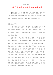 个人自我工作总结范文简短精编5篇
