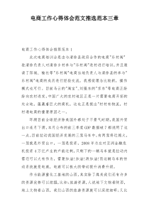 电商工作心得体会范文推选范本三章
