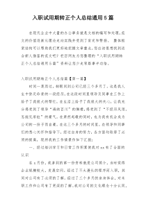 入职试用期转正个人总结通用5篇