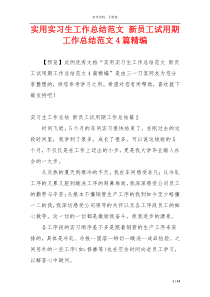 实用实习生工作总结范文 新员工试用期工作总结范文4篇精编