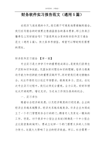 财务软件实习报告范文（通用5篇）