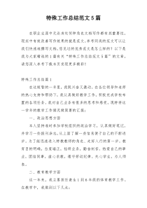 特殊工作总结范文5篇