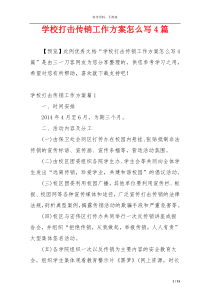 学校打击传销工作方案怎么写4篇