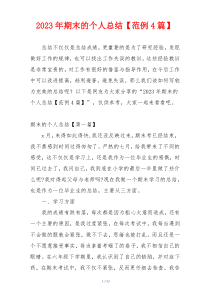 2023年期末的个人总结【范例4篇】