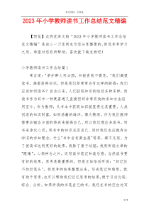 2023年小学教师读书工作总结范文精编
