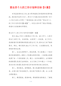 营业员个人的工作计划和目标【8篇】