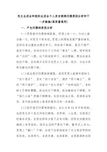 民主生活会和组织生活会个人发言提纲问题原因分析和下一步措施高质量通用